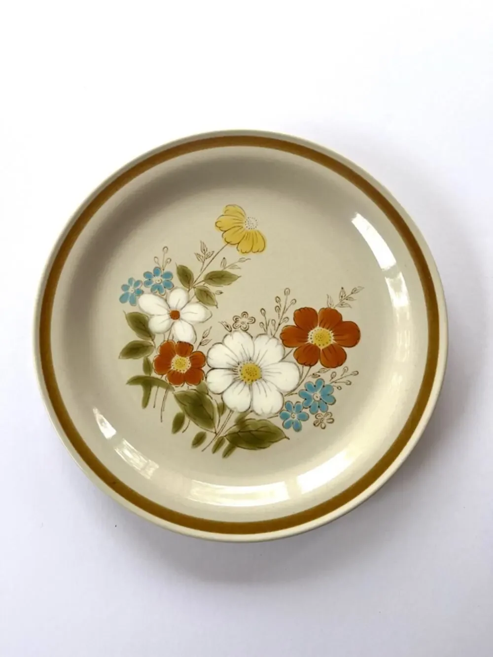 Vintage Floral Dinner Plate Multicolor Flowers MCM Retro 70’s Japan Cottagecore